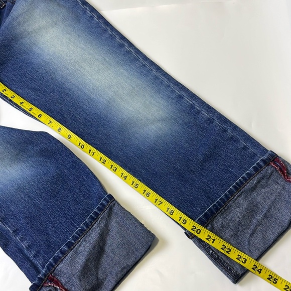 Abercrombie&Fitch Y2K Cropped Rolled Hem Jeans Size 4 Button Fly Mid Rise - Picture 13 of 14